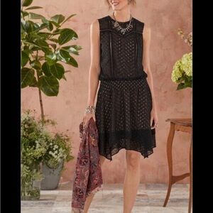 Sundance Black Eyelet Lace Asymmetrical Hem LBD size Large